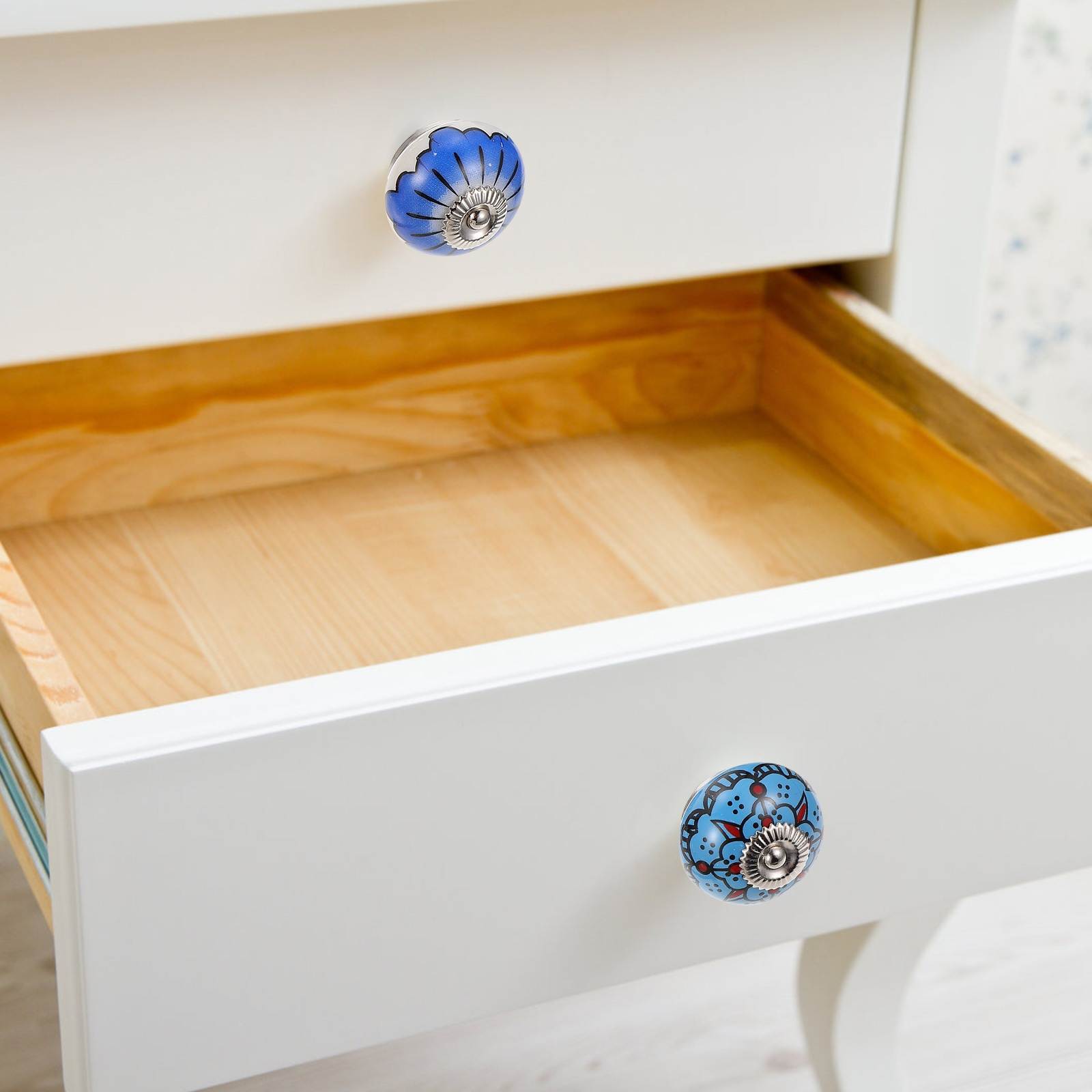 12pcs Round Ceramic Doorknobs Simple Round Cabinet Handle Drawer Knob for Furniture Dorm