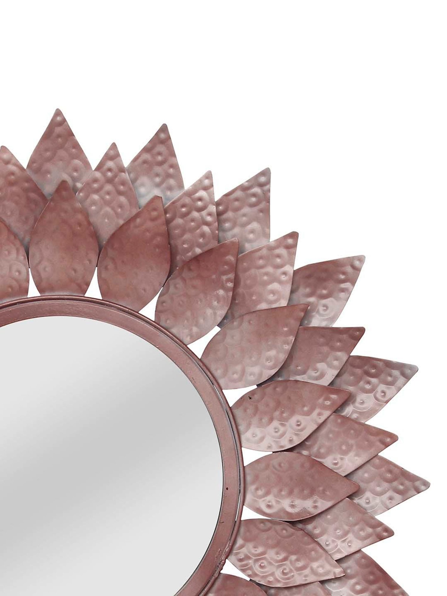 CHRONIKLE Pink Iron Sun Burst Designer Round Wall Mirror