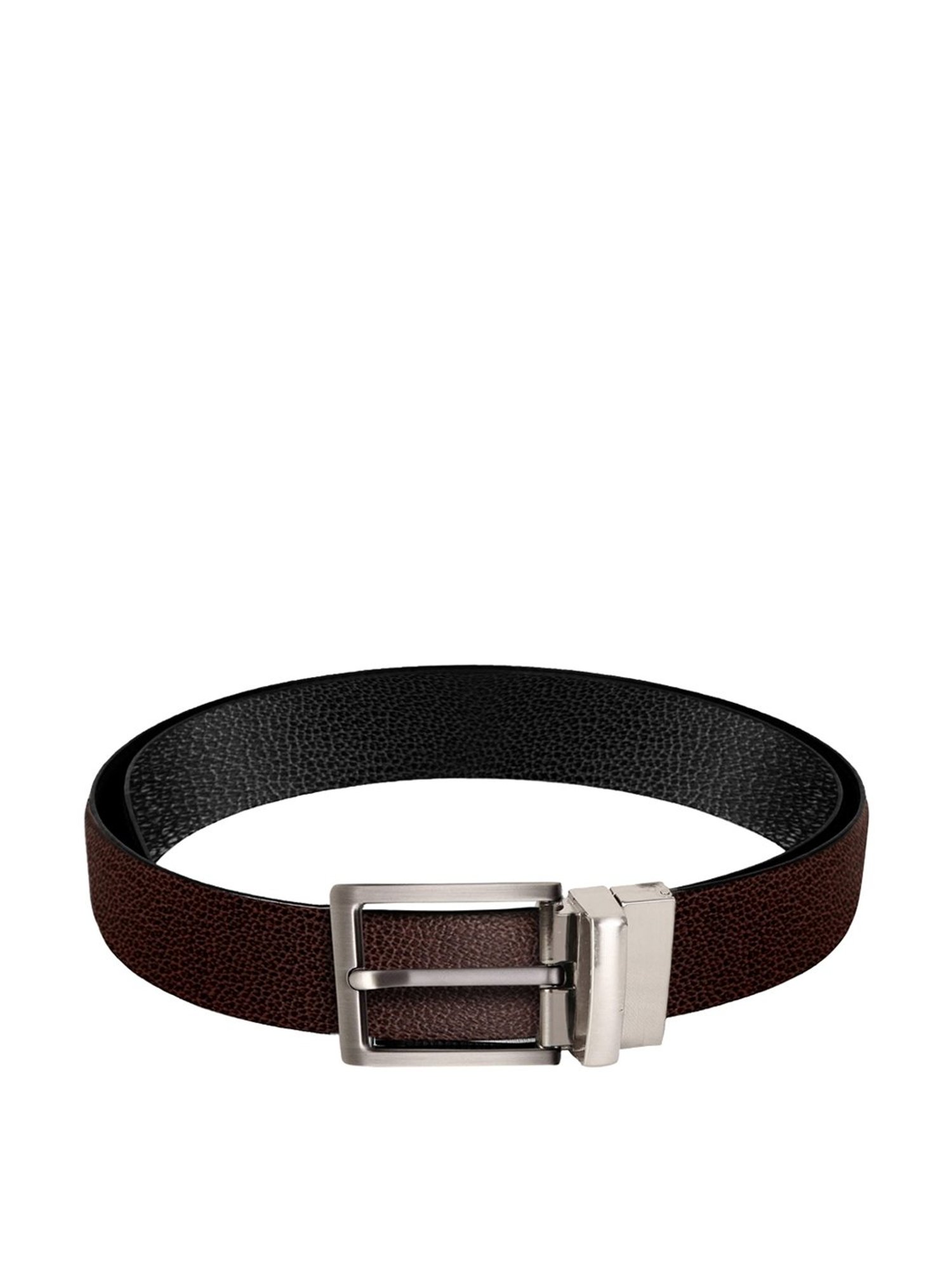 SCHARF Dark Brown Leather Reversible Belt With Wallet for Men