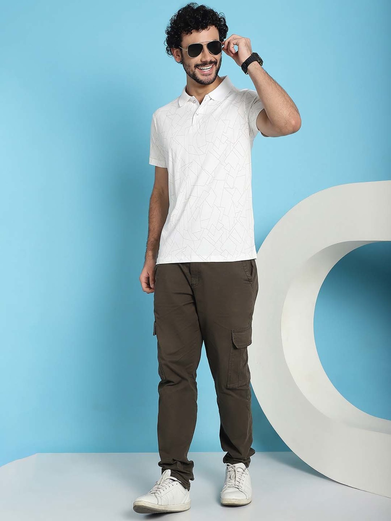 Venitian- Forbidden Clothing White Slim Fit Printed Polo T-Shirt