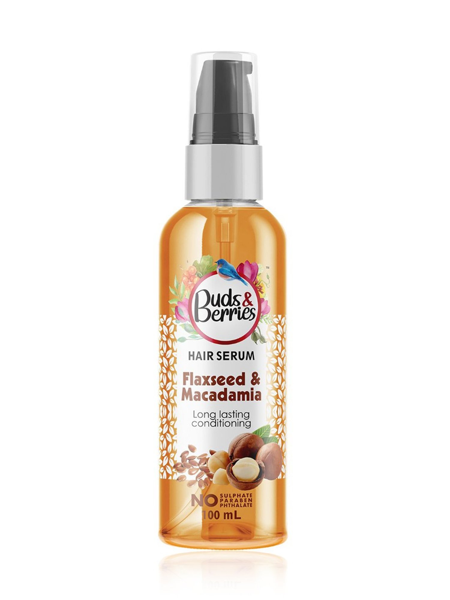 Buds & Berries Flaxseed & Macadamia Long Lasting Conditioning Hair Serum - 100 ml