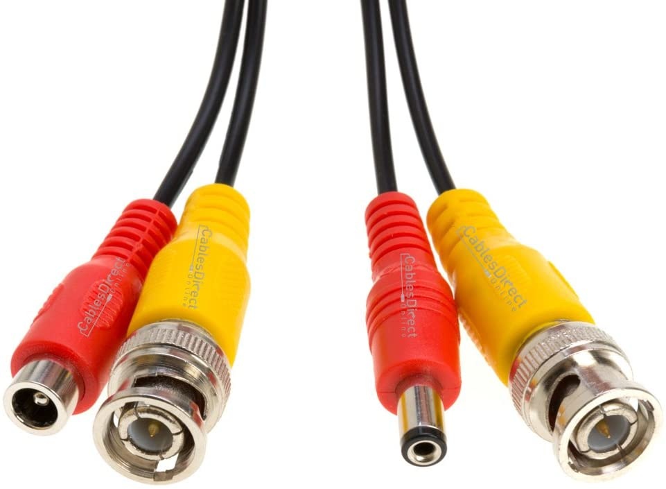 10FT Black Premade BNC Video Power Cable/Wire for Security Camera, CCTV, DVR, Surveillance System, Plug & Play (Black, 10)