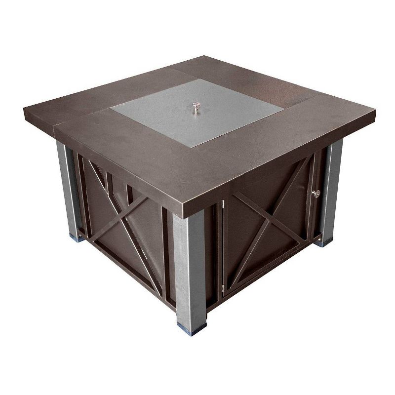 Square Powder Coated Steel Propane Fire Pit - Brown - AZ Patio Heaters
