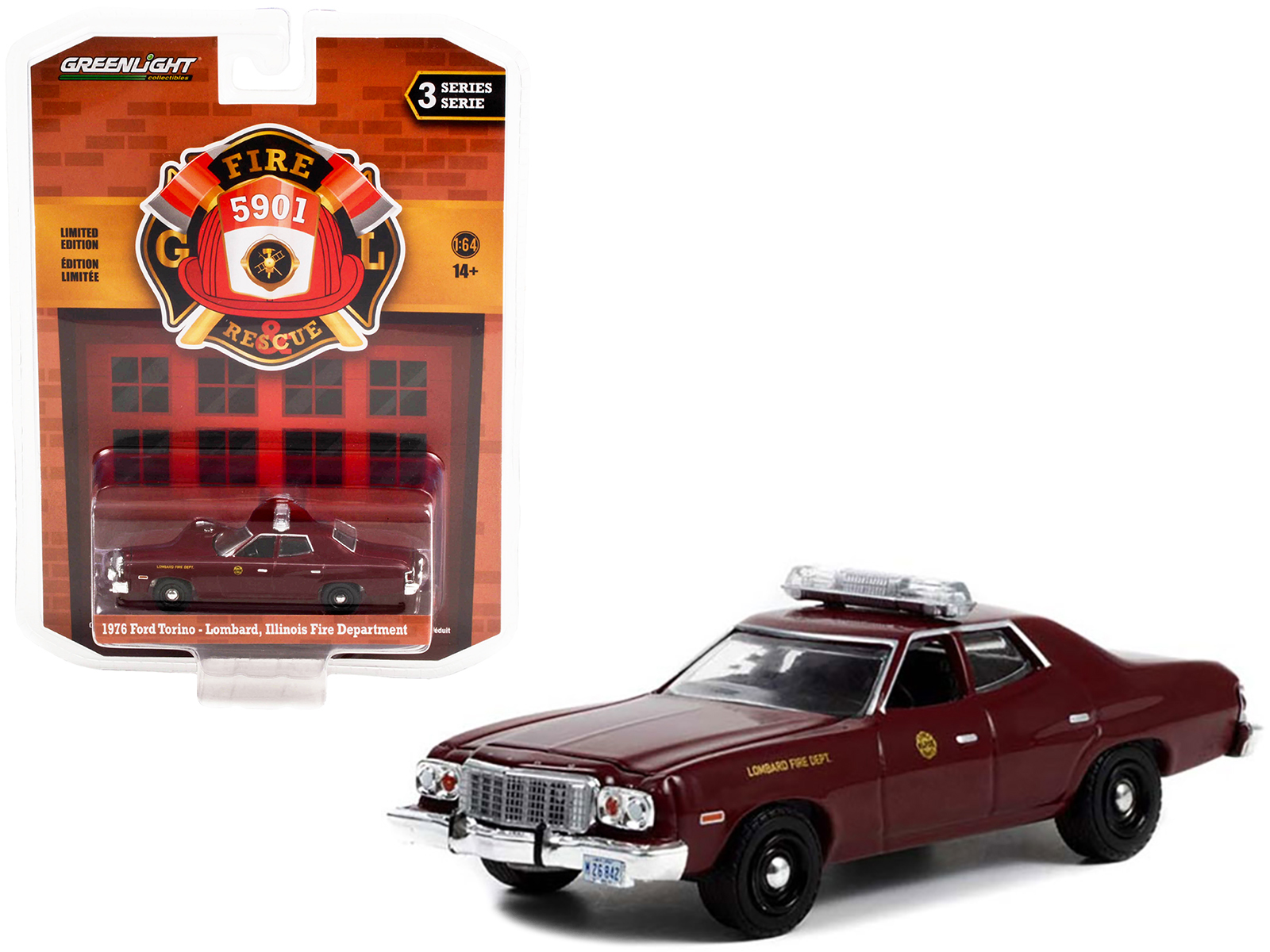 1970 Ford Galaxie Station Wagon "Chicago Fire Department Chief 16th Battalion" Red with Black Top Limited Edition to 300 pieces Worldwide 1/43 Model Car by Goldvarg Collection