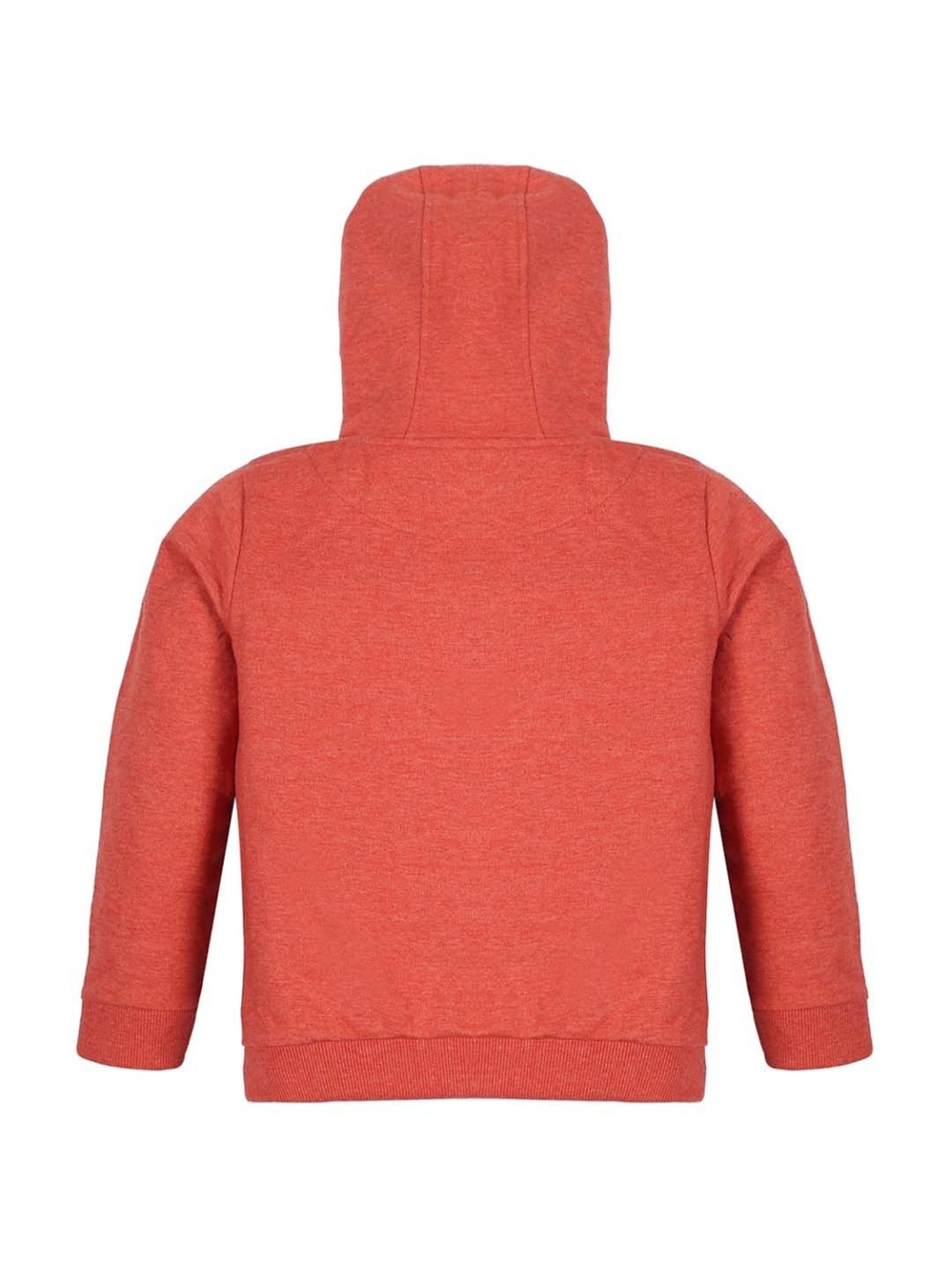 Plum Tree Kids Orange Cotton Printed Full Sleeves Hoodie