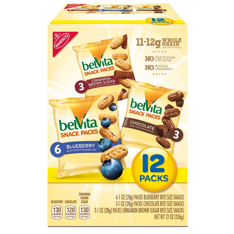 belVita Blueberry, Chocolate and Cinnamon Brown Sugar Snack Packs - 12ct