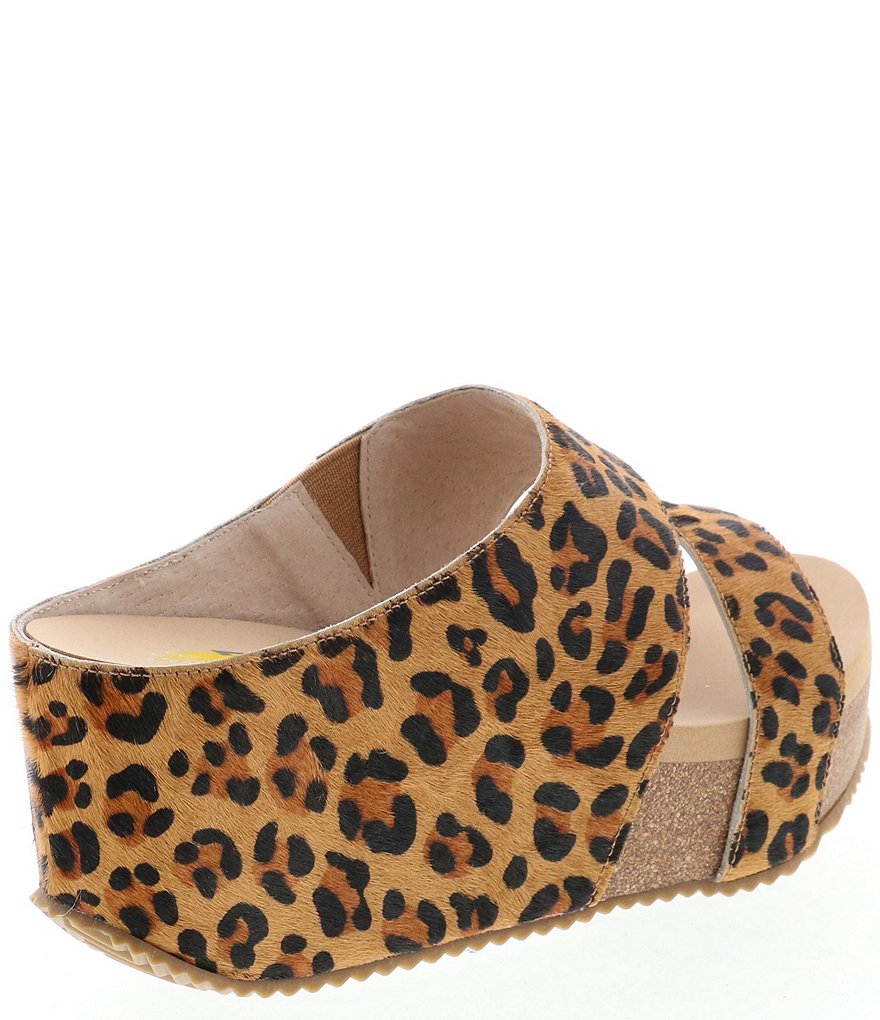 Volatile Remini Leopard Print Haircalf Wedge Slide Sandals