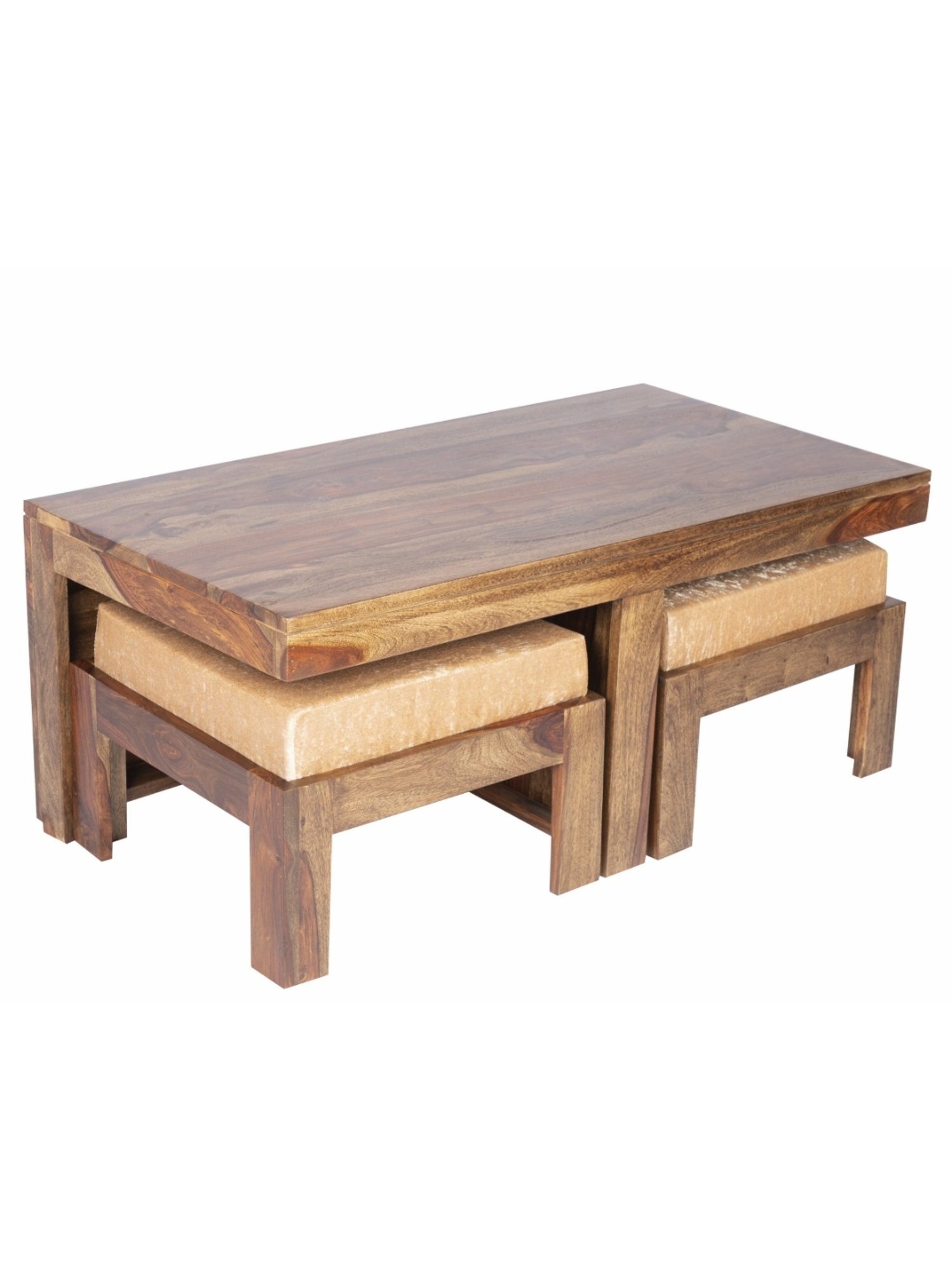 Ikiriya Irish Brown & Beige Wood Coffee Table Teak Finish