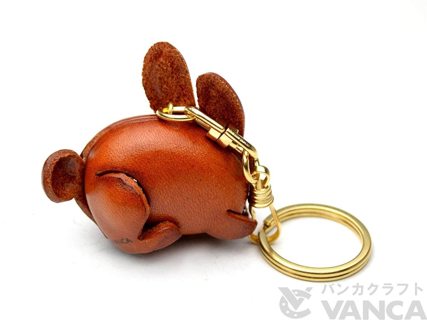 Rabbit Animal 3D Leather Keychain(L) VANCA CRAFT-Collectible Keyring Charm Pendant Made in Japan