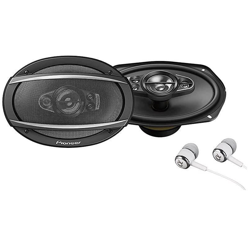 TSA6990F A Series 6X9 700 Watts Max 5Way Car Speakers Pair with Carbon and Mica Reinforced Injection Molded Polypropylene IMPP Cone Construction wFree ALPHASONIK Earbuds