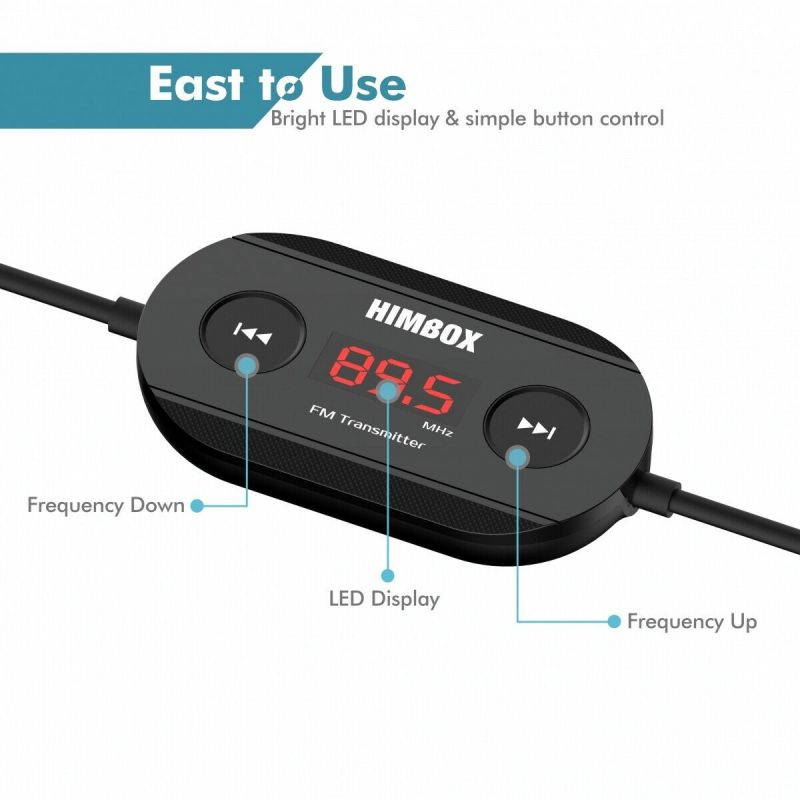 Himbox HB-F01 Wireless FM Transmitter Radio Adapter 2.4A USB Charger 3.5 mm