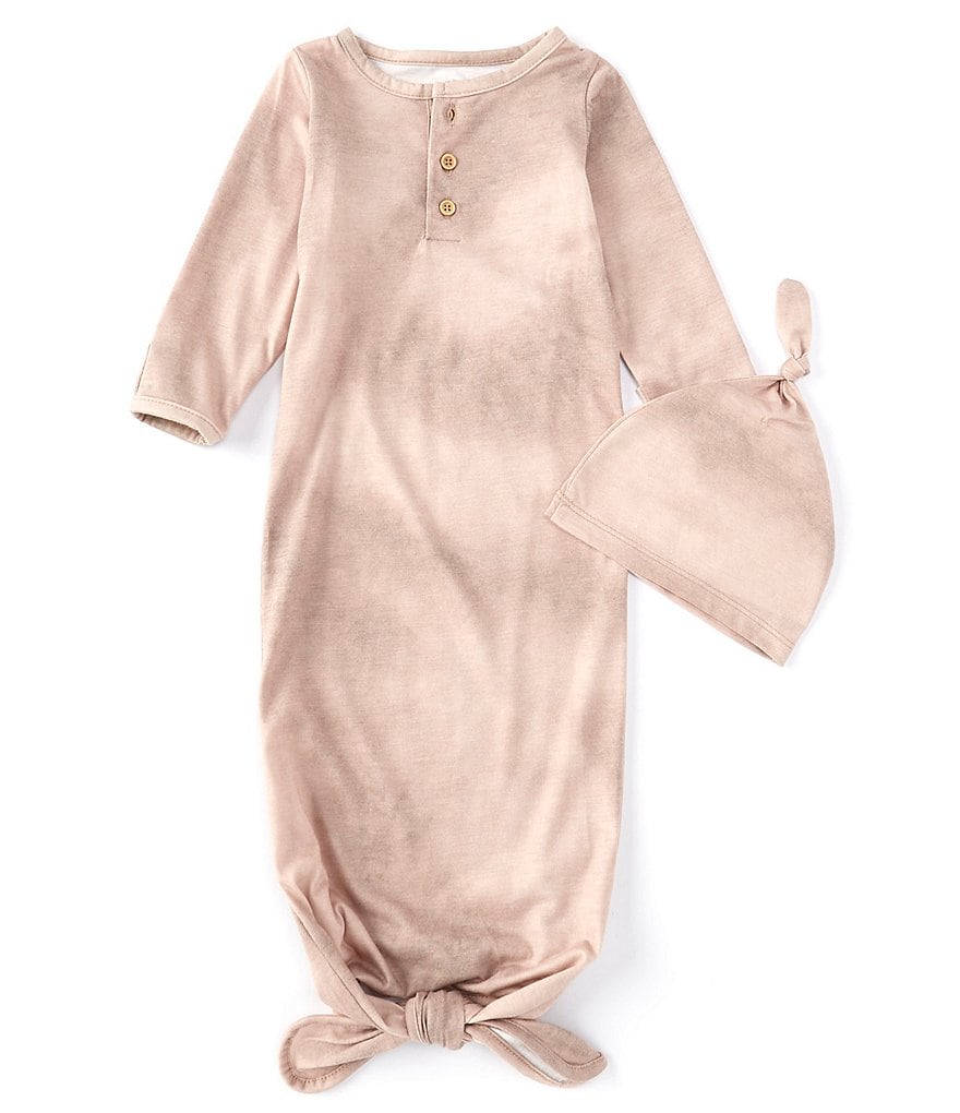 First Wave Baby Boys Newborn-6 Months Long-Sleeve Tie-Dye Knotted Gown
