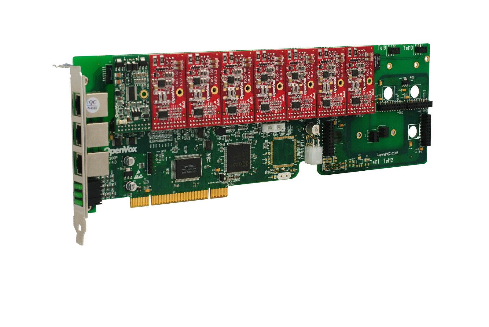 OpenVox A1200P0107 12 Port Analog PCI Base Card + 1 FXS + 7 FXO