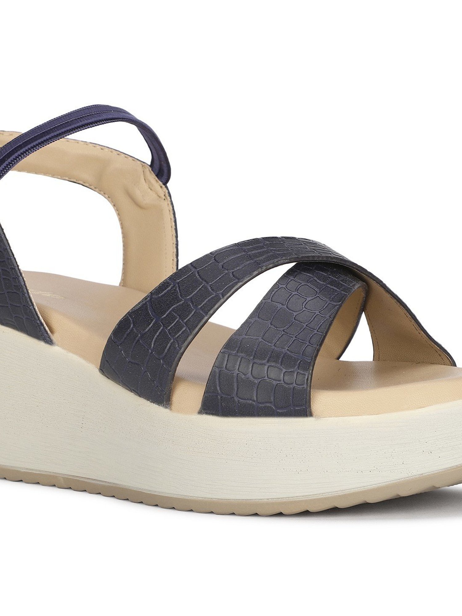 Bata Women's Xiomara Navy Cross Strap Wedges