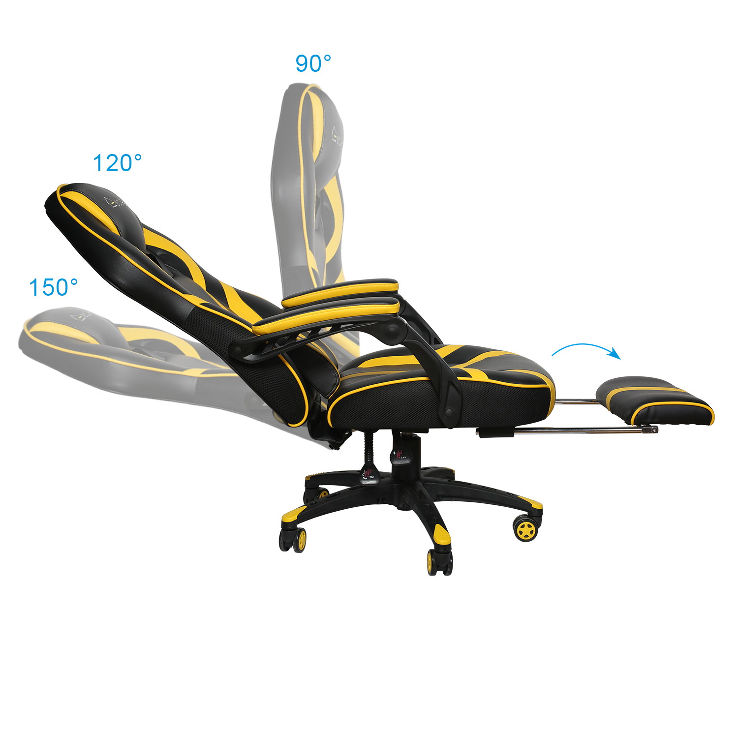Eclife Gaming Chair Office Chair High Back Computer Chair Leather Desk Chair Ergonomic Adjustable Swivel Task Chair with Massage Lumbar Support and Footrest