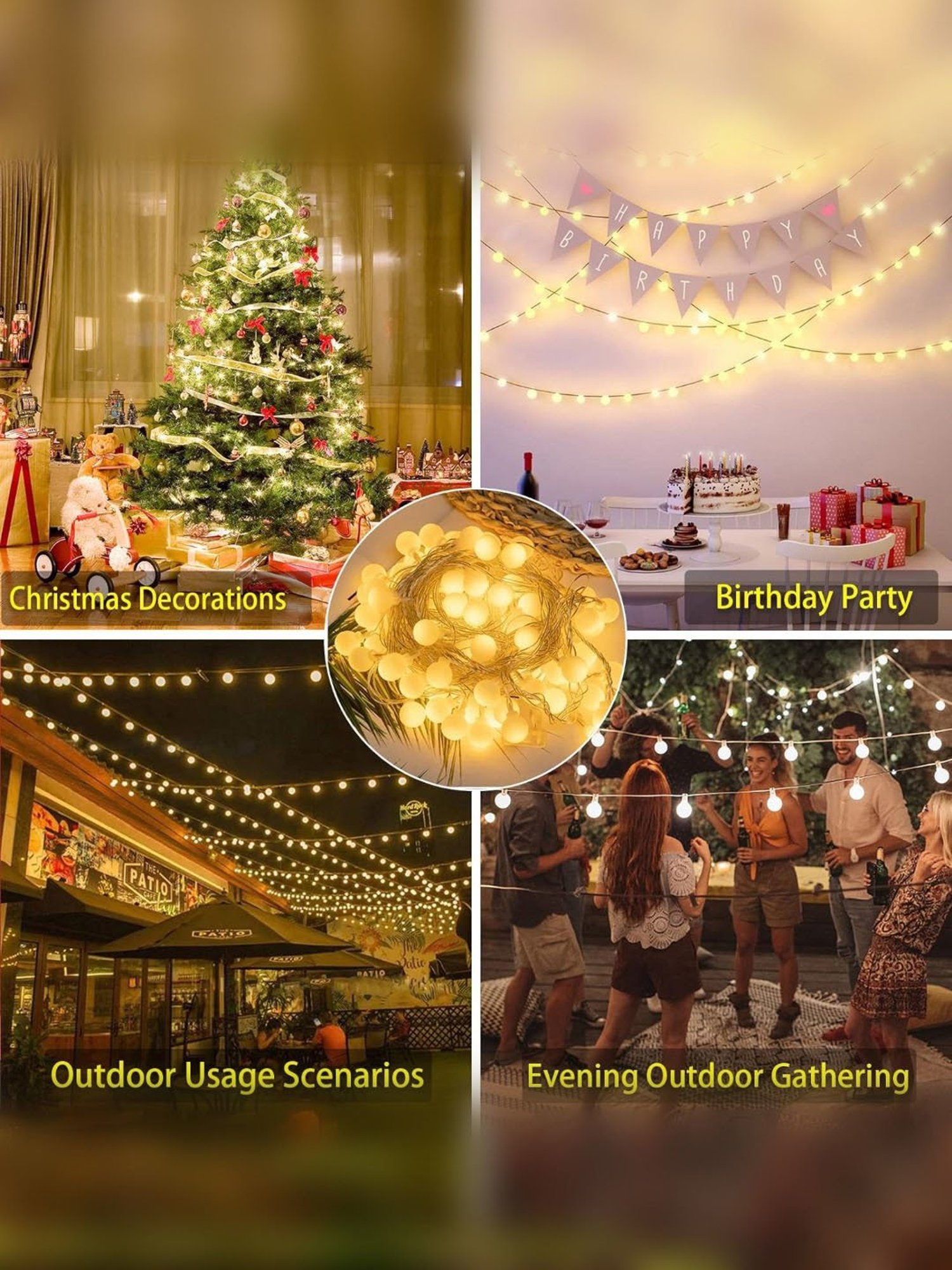 Xergy Globe Milky Ball LED String Fairy Lights Outdoor & Indoor for Home Decoration (Warm White)