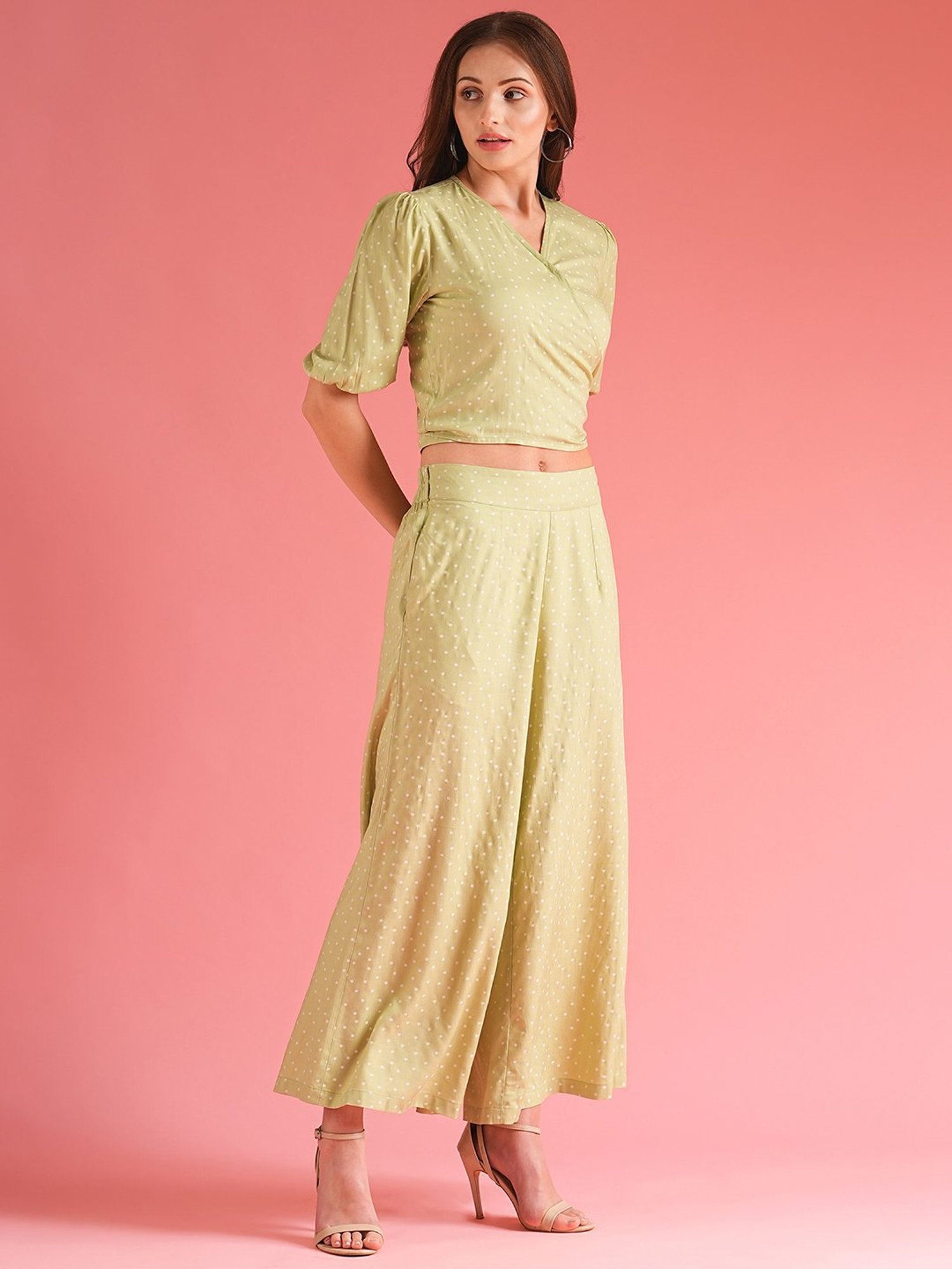 Globus Olive & White Printed Co-Ord Set