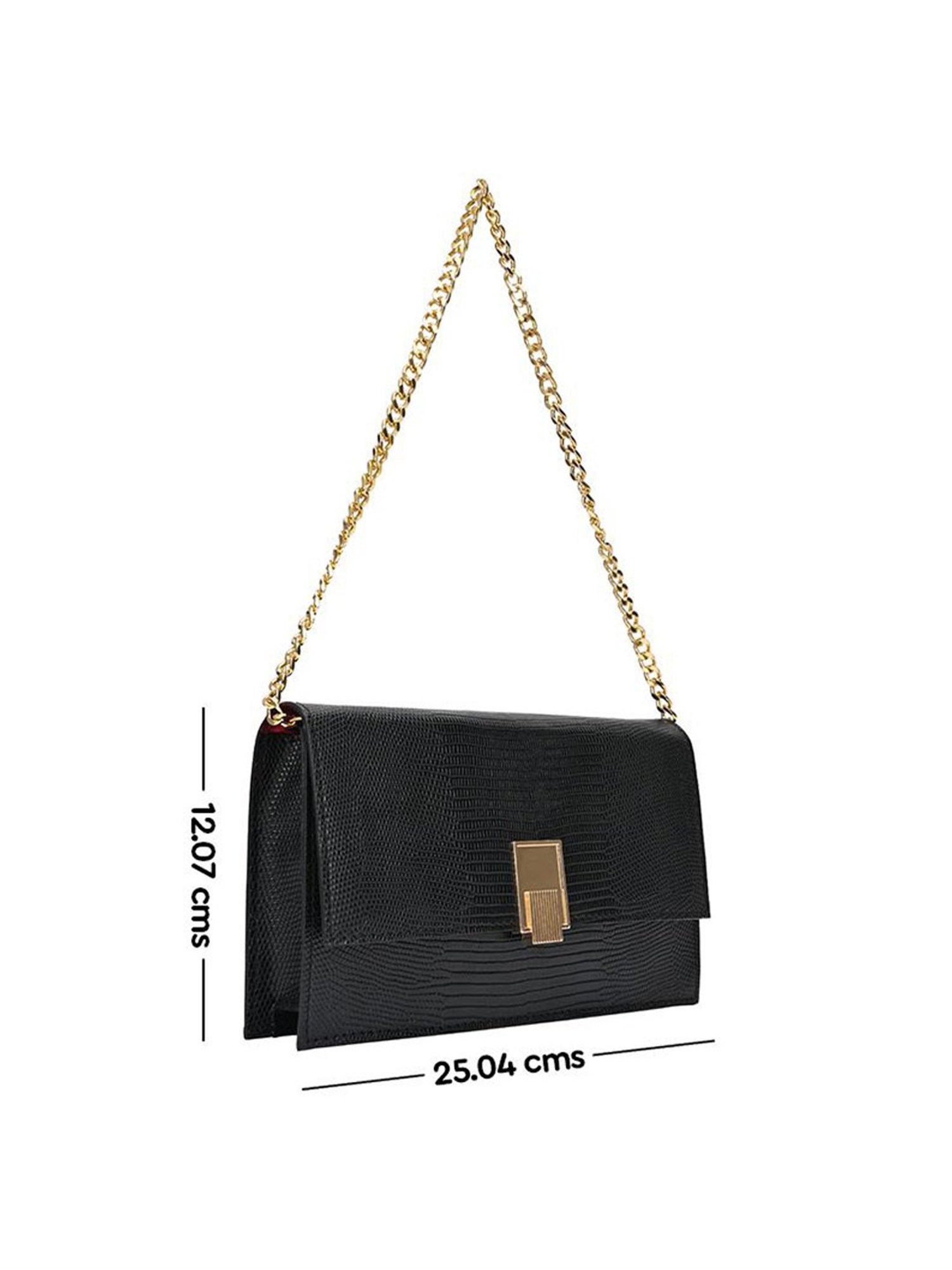 Horra Black Textured Shoulder Handbag