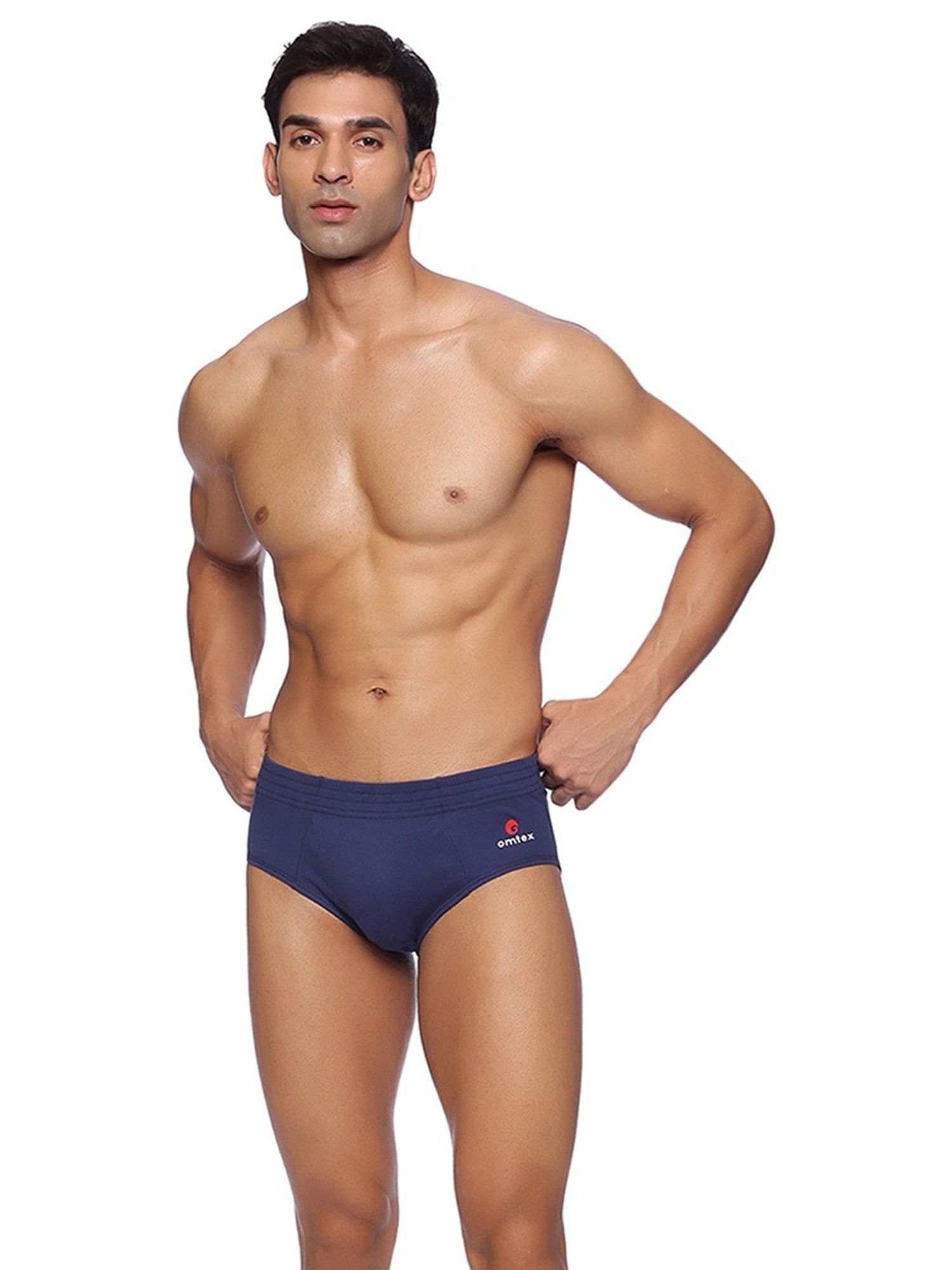 Omtex Men's Sports Cricket Special Cotton Brief (Navy) Size - L