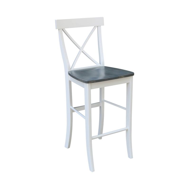 36" Round Bar Height Dining Sets with 4 X Back Stools White/Heather Gray - International Concepts