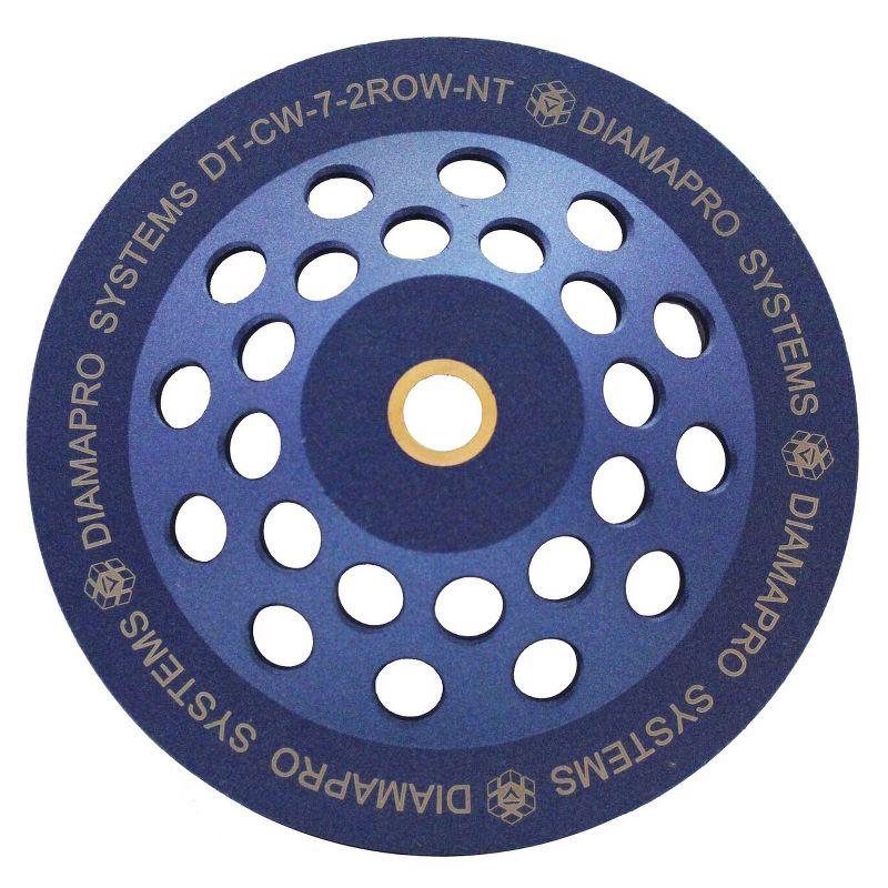 DiamaPro Systems Non Threaded 7 Inch Double Row Diamond Abrasive Concrete Grinding Cup Wheel for Drains, Preparation, Coating Removal, (2 Pack)