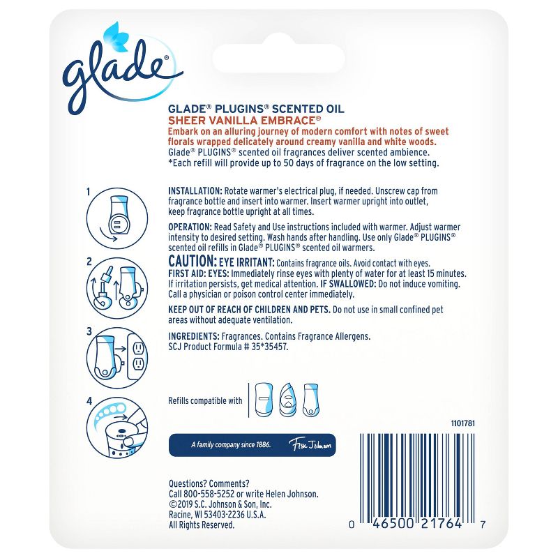 Glade  Sheer Vanilla Embrace PlugIns Refill - 2ct