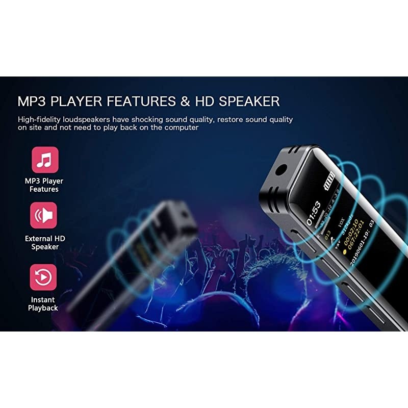 Digital Voice Recorder Voice Activated Recorder for Lecture Meetings Audio Voice Recorder with MP3 Player with Rechargeable Stereo HD Recording Voice USB Password Variable Speed