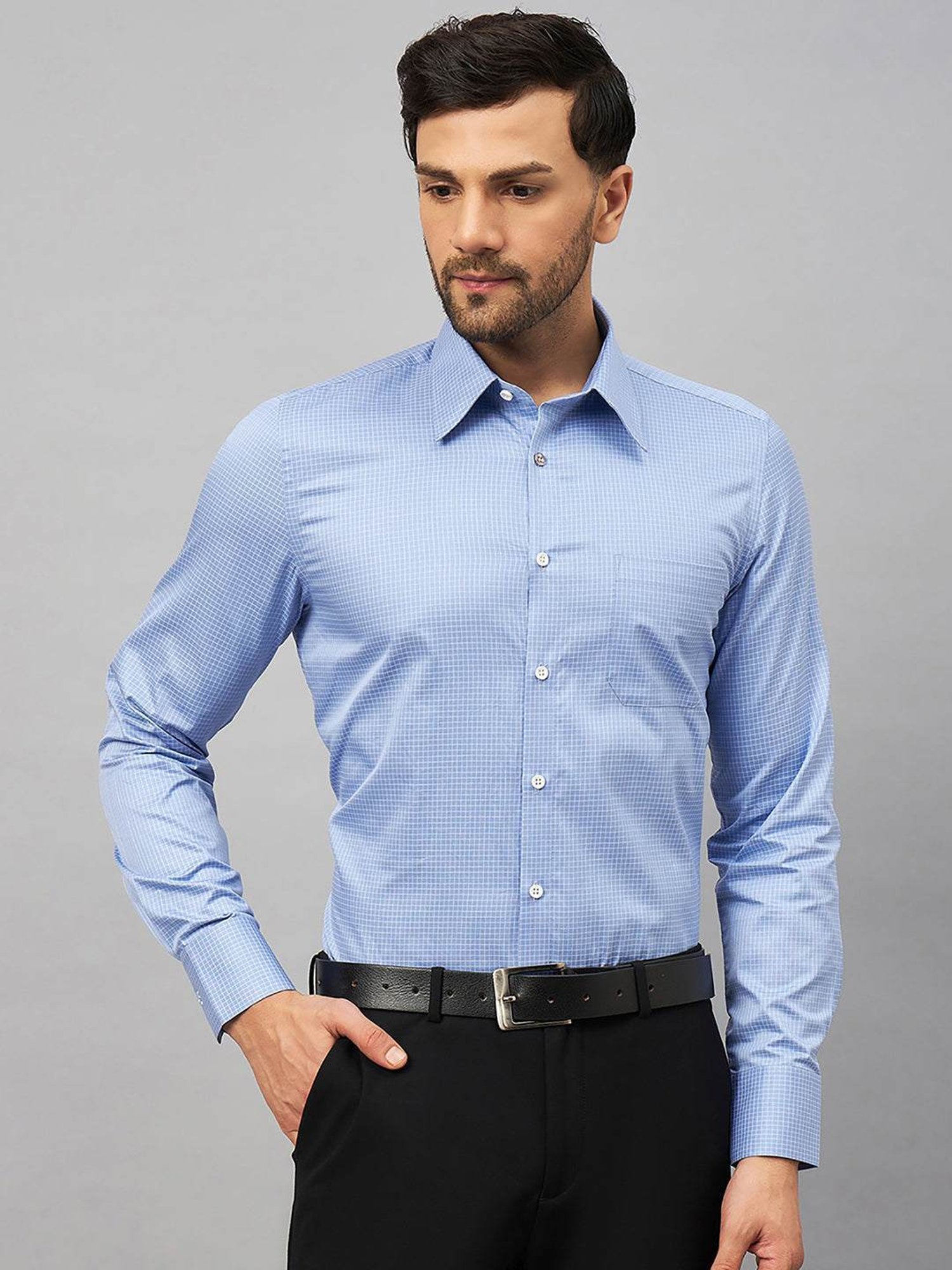 Louis Stitch Blue Cotton Regular Fit Checks Shirt