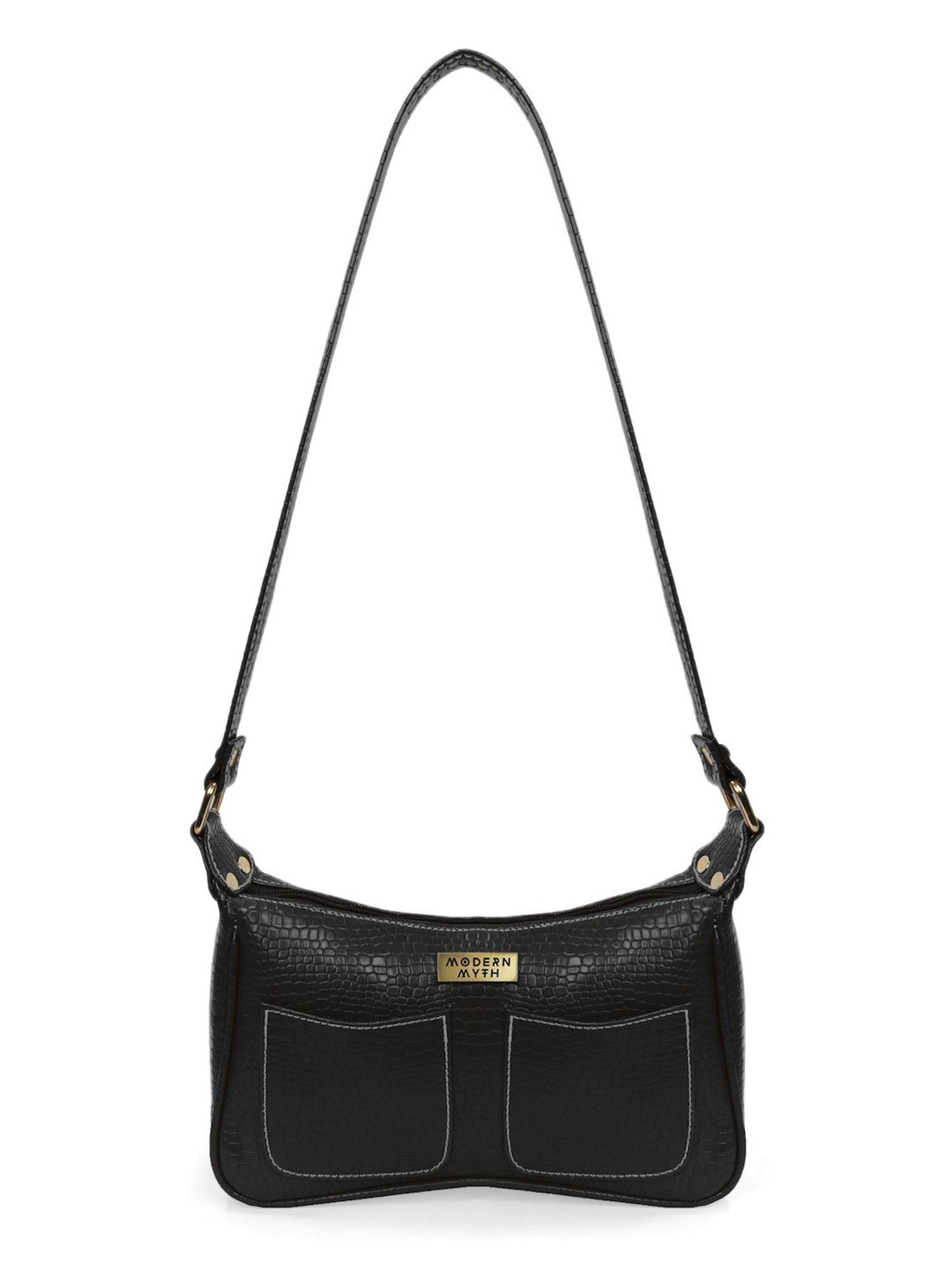 Modern Myth Retro Black Textured Medium Shoulder Bag