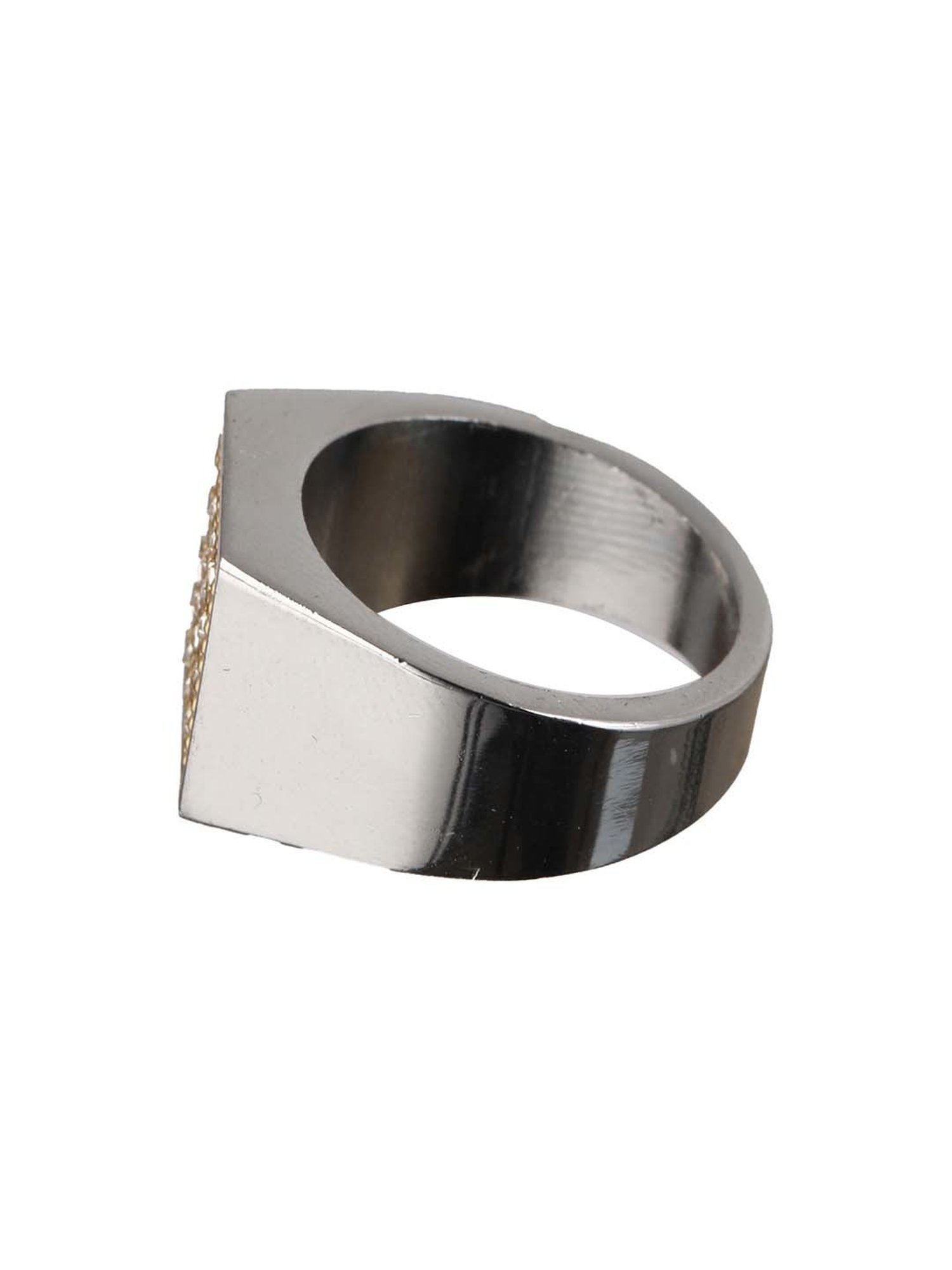 Bold by Priyaasi Square AD Gold-Toned Silver-Plated Ring for Men