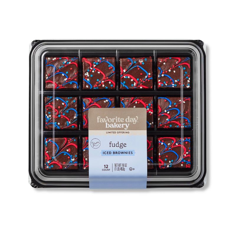 Patriotic Fudge Iced Brownie - 16oz/12ct - Favorite Day™
