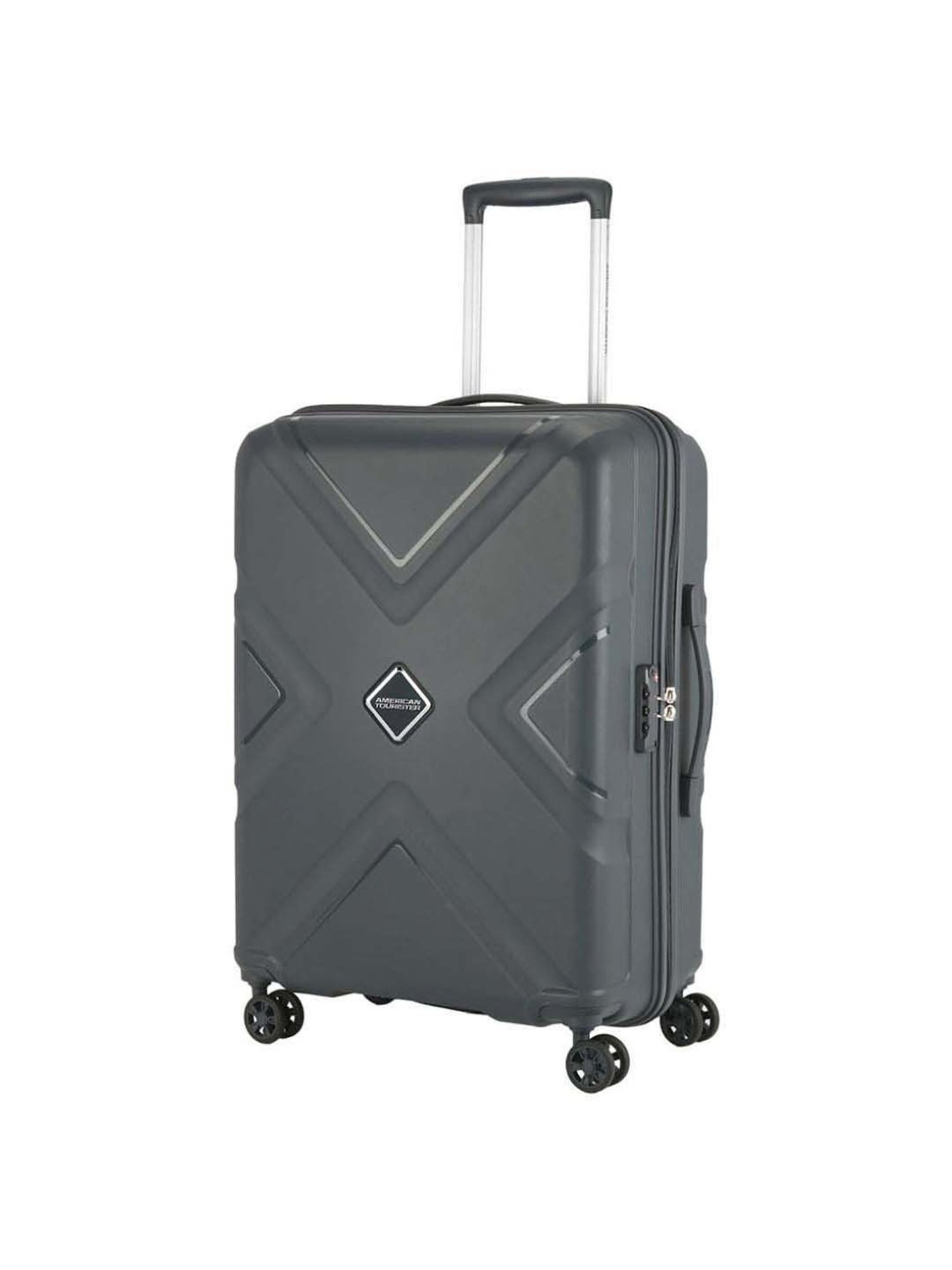 American Tourister Dark Slate Textured Hard Medium Trolley Bag - 48 cm