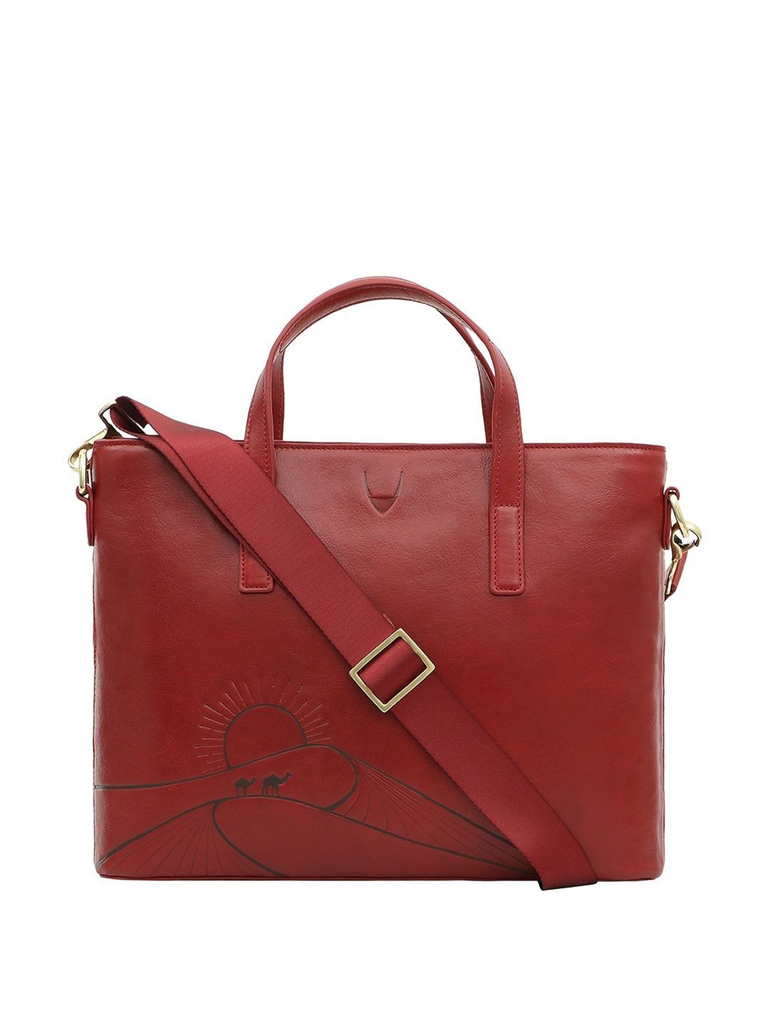 Hidesign SAHARA Red Leather Large Laptop Messenger Bag