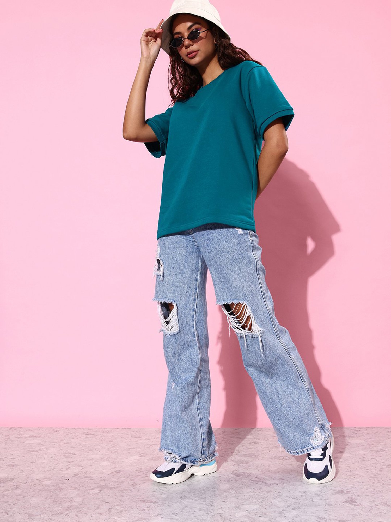 Dillinger Teal Fleece Relaxed Fit Oversized Sweatshirt