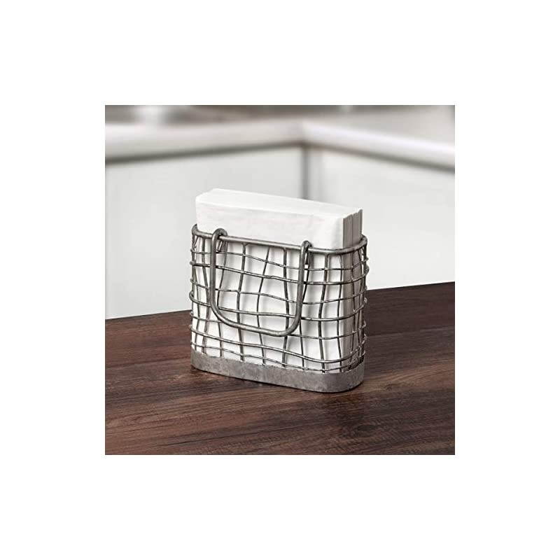 Heritage Holder Upright Rustic Paper Dispenser for Kitchen Tables & Countertops, Vertical Napkin Stand with Farmhouse Charm, Freestanding, Galvanized/Wood