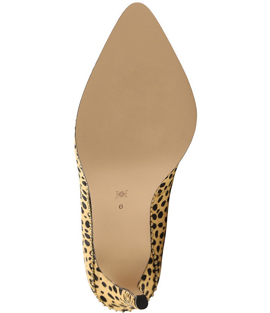 BCBGeneration Holli Cheetah Print Calf Hair Bead Chain Stiletto Pumps
