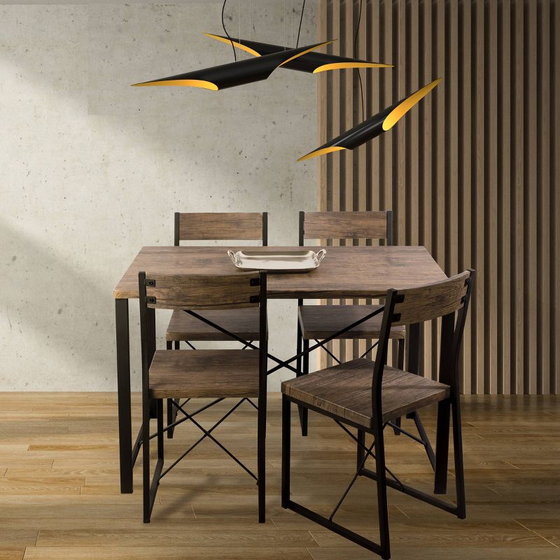 5pc Urban Blend Dining Set Woodgrain/Black - Atlantic