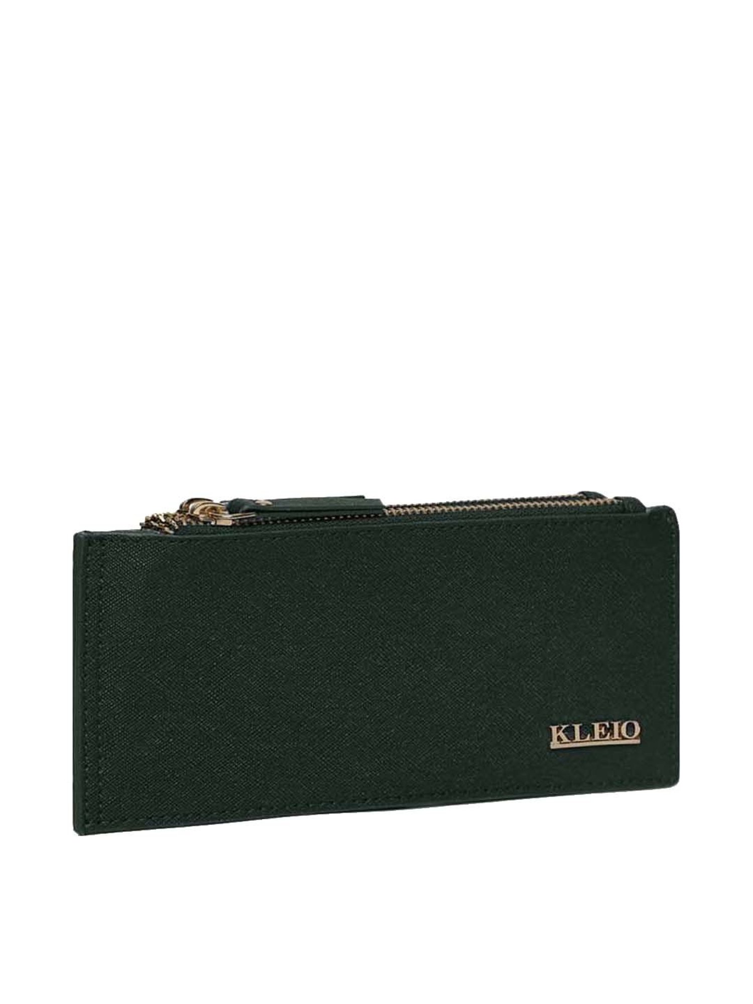 KLEIO Green Solid Bi-Fold Wallet for Women