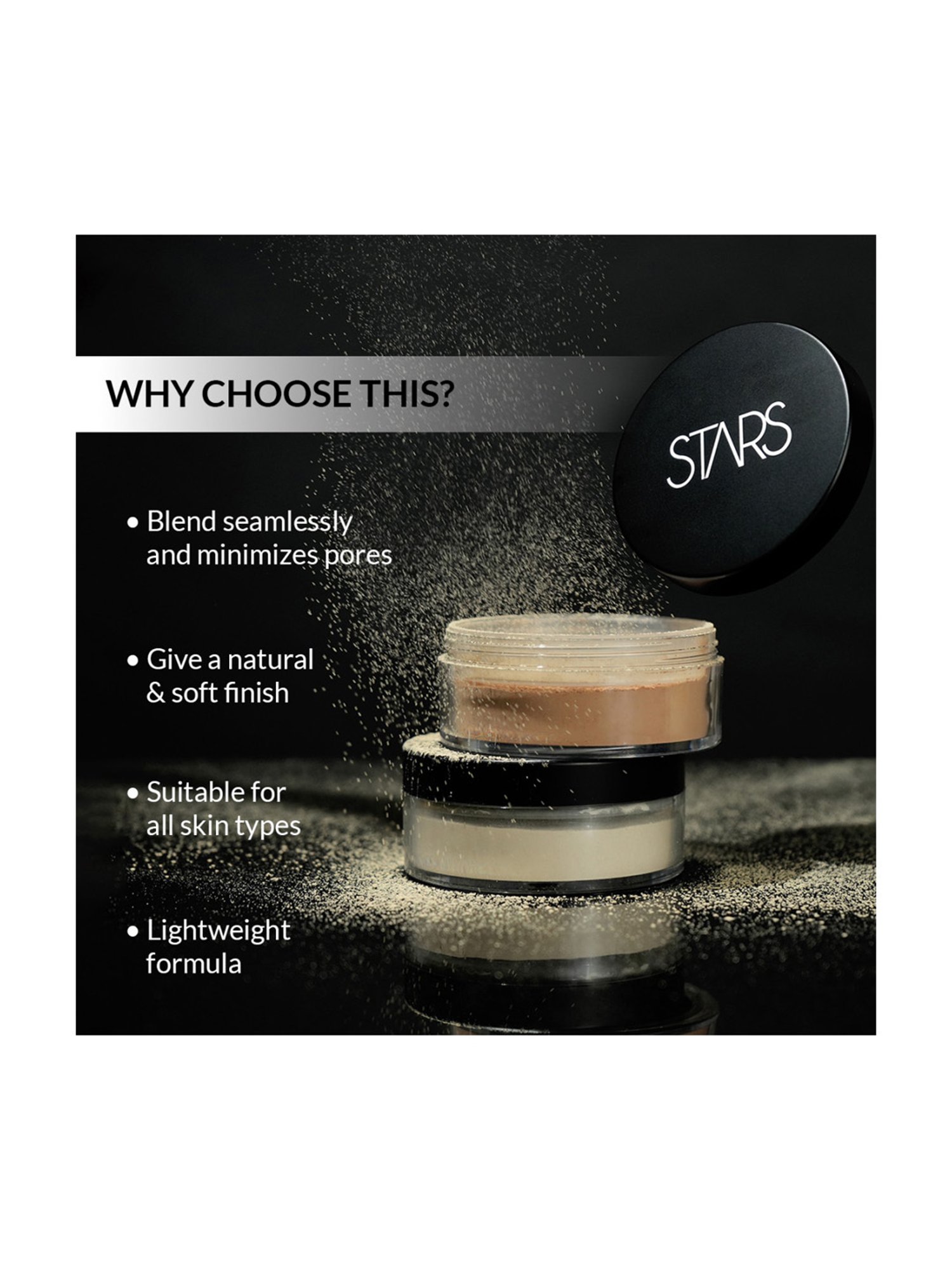 Stars Cosmetics Matte Finish Face Make Up Translucent Powder Yellow Matt - 20 gm