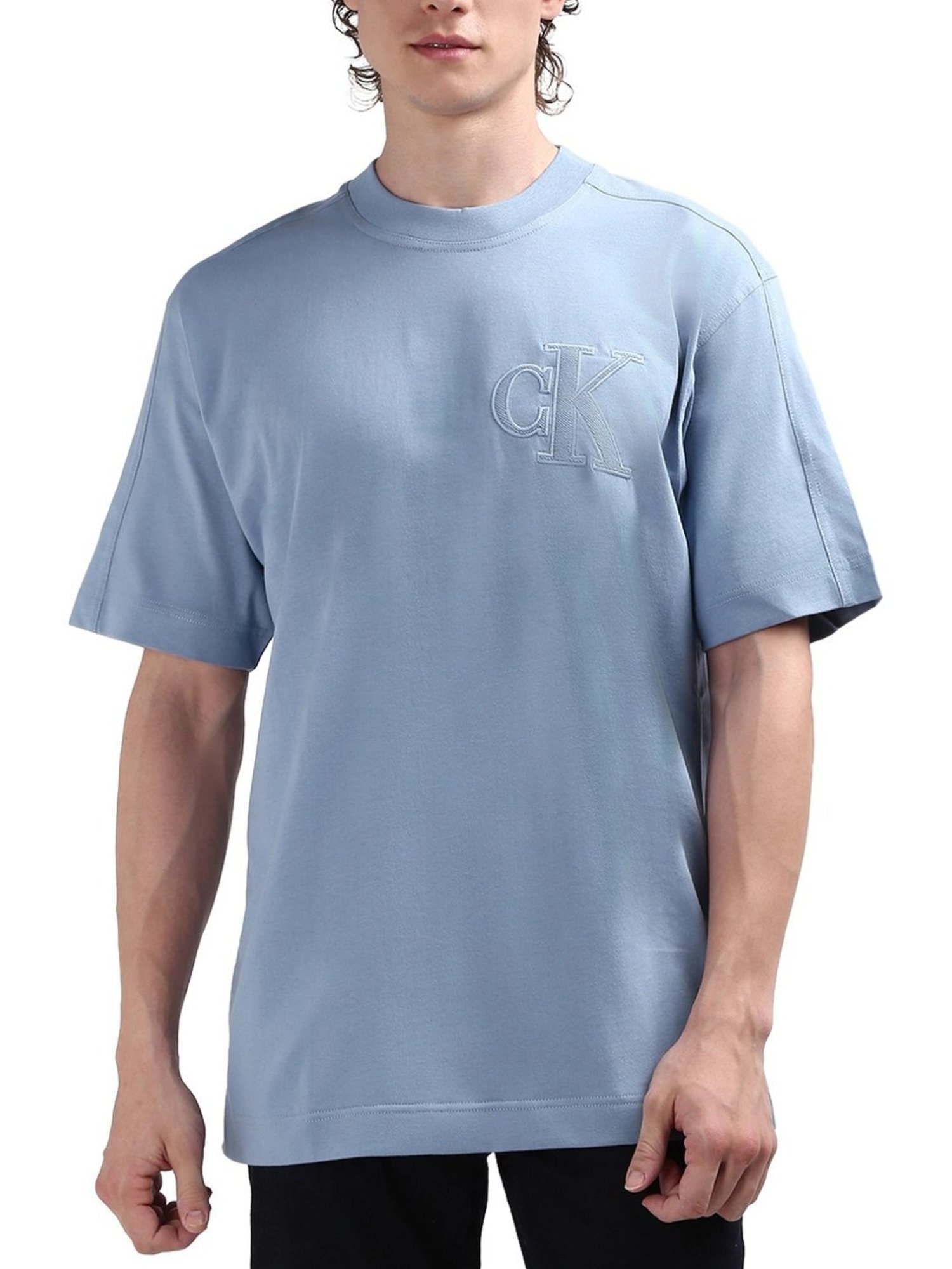 Calvin Klein Blue Cotton Relaxed Fit T-Shirt