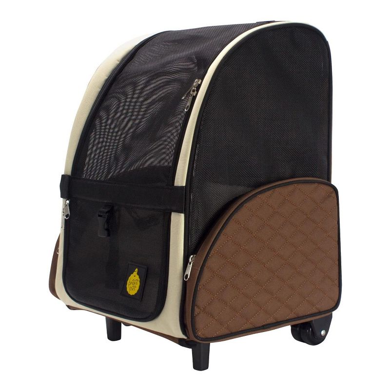 dbest products Pet Smart Cart Carrier Crate Kennel Cage Bag with Wheels and Padded Bed for Airline Airplane Travel with Cats and Dogs, Medium (Black)