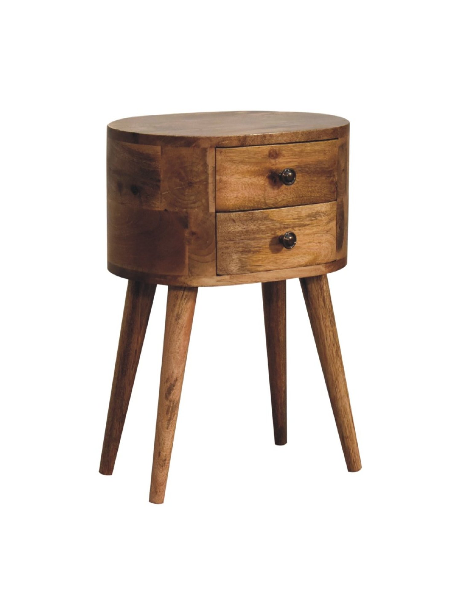 Artisan Furniture Brown Wood Mini Oakish Rounded Bedside Table