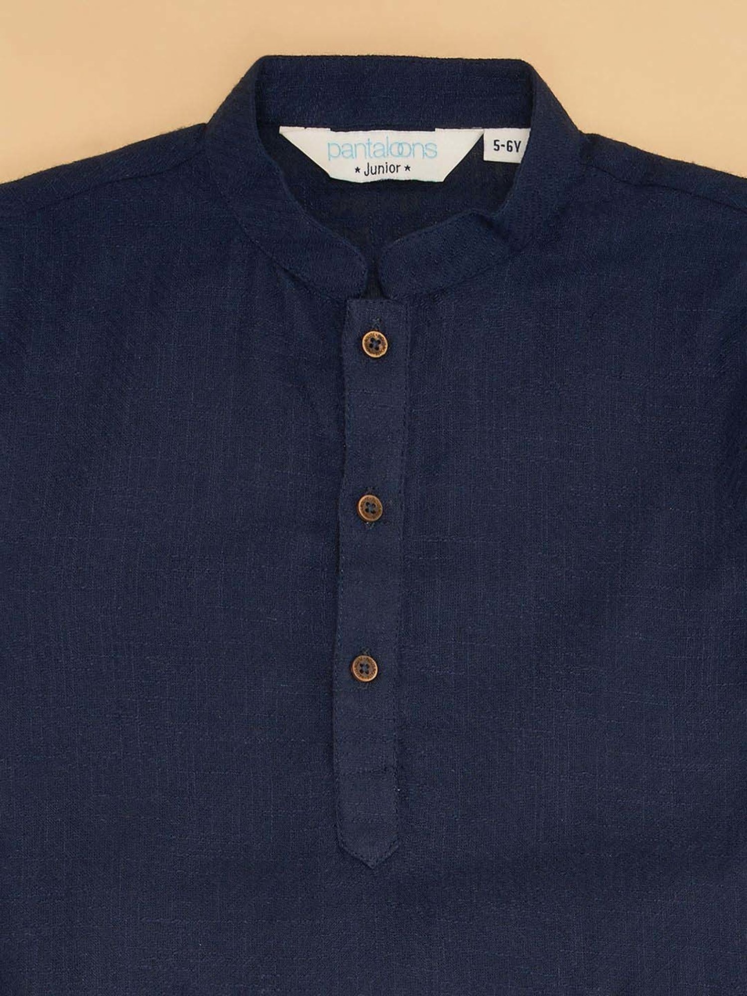 Fourfolds Boys Blue & White Solid Full Sleeves Suit Set