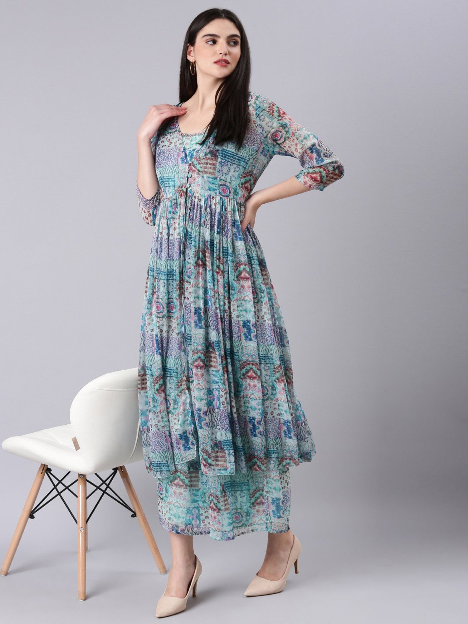 SHOWOFF Sea Green Printed Co-ord Set