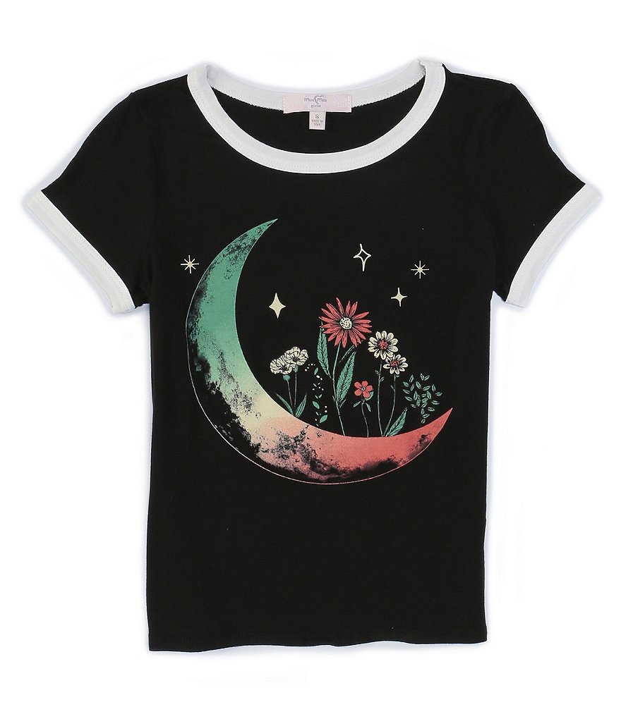 Moa Moa Big Girls 7-16 Short Sleeve Stripe Ringer Tee