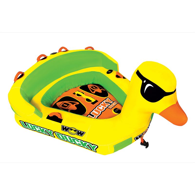 WOW Watersports 19-1040 Heavy Duty Big Ducky 1 to 2 Person Rider 340 Pounds Capacity Boating Lake Ocean Inflatable Towable Tube Float, Yellow