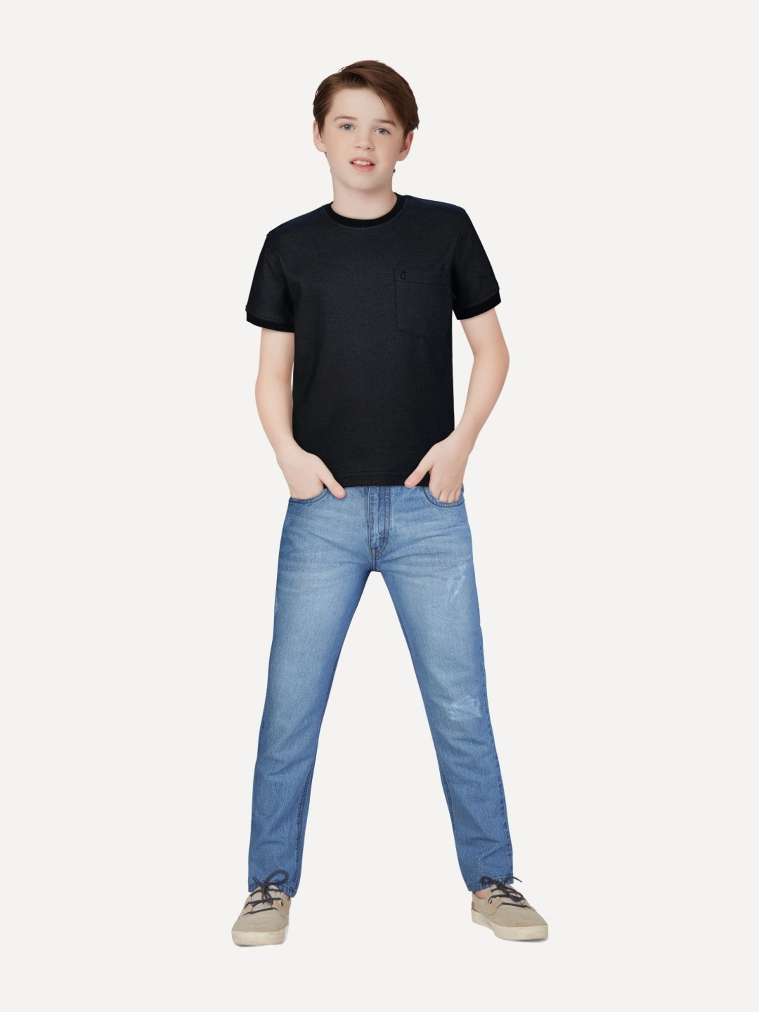 Gini & Jony Kids Black Cotton Regular Fit T-Shirt
