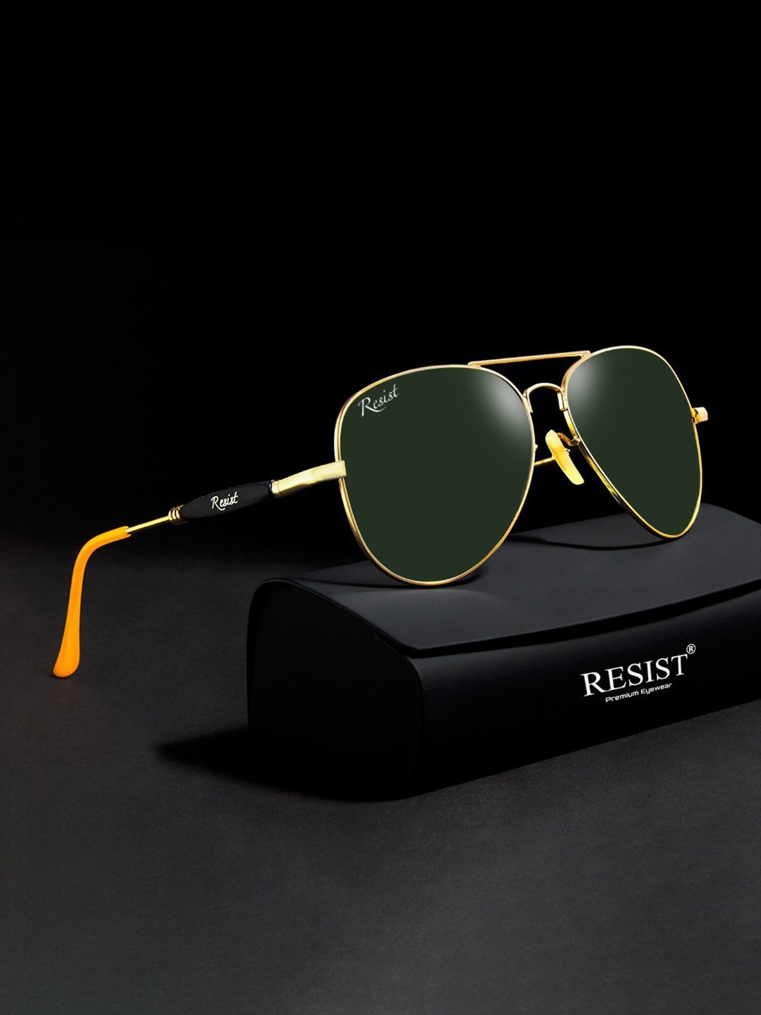 Resist Eyewear Green Aviator Unisex Sunglasses