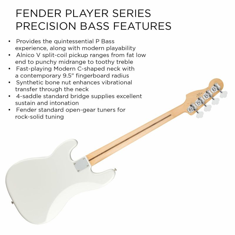Fender Player Precision Bass Guitar, Pau Ferro Fingerboard, Polar White