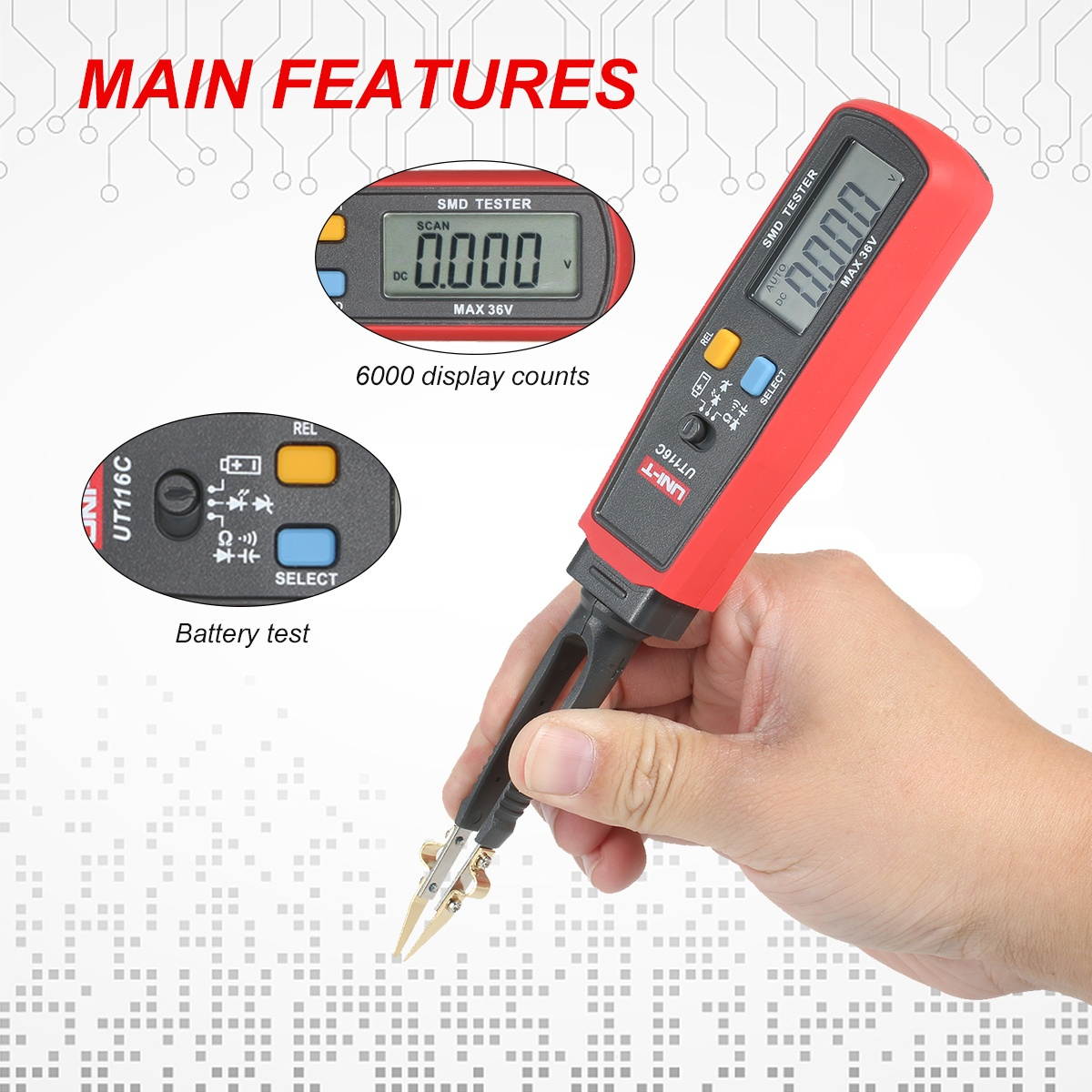 UNI-T SMD Tester Resistor Capacitor Diode (RCD) Parameter Meter LCD Auto Range SMD Digital Multimeter